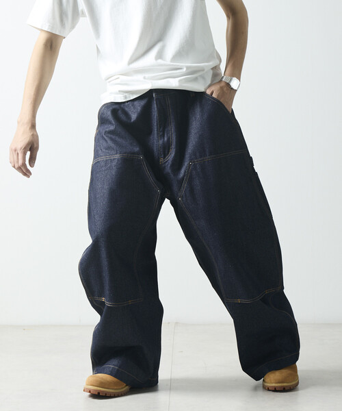 しんや　Nautica ブルーワイドデニムパンツ NAUTICA（ノーティカ） ワイドパンツ ジーンズ ワイドカーブシルエット