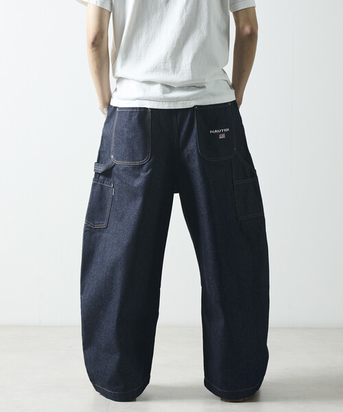 しんや　Nautica ブルーワイドデニムパンツ NAUTICA（ノーティカ） ワイドパンツ ジーンズ ワイドカーブシルエット
