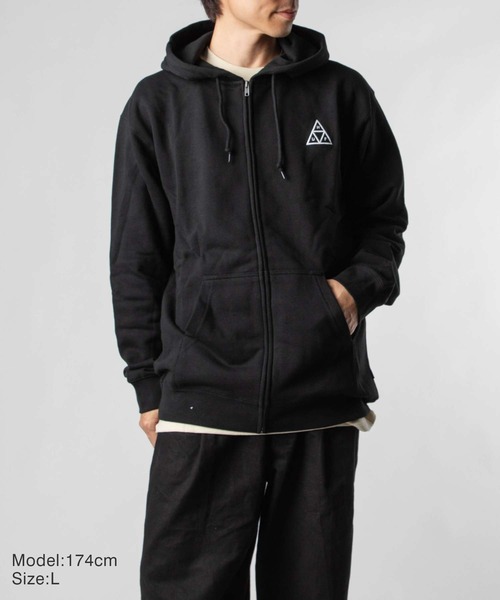 HUF（ハフ） ジップアップパーカー MEDIUM ブラック メンズ : ZOZOTOWN 