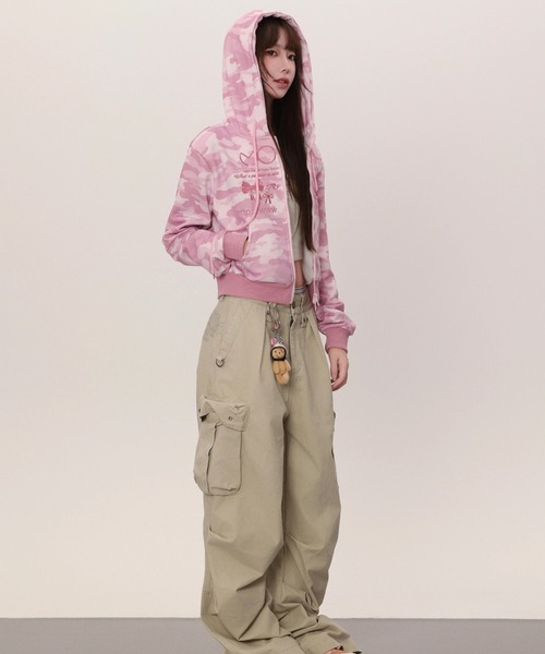 「GEMEDA」 ジップアップパーカー M ピンク レディース_画像8