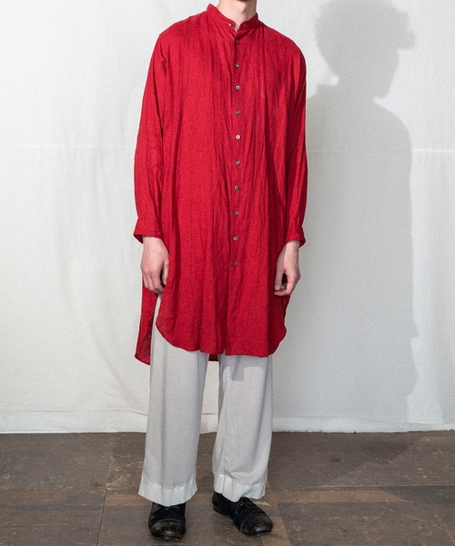 suzuki takayuki over shirt レーヨンシルク 定価36300円 日本製 半袖シャツ レッド タグ表記：dawn red レディース スズキタカユキ【中古】6-0410S△ suzuki takayuki over shirt レーヨンシルク 定価36300円 日本製 半袖