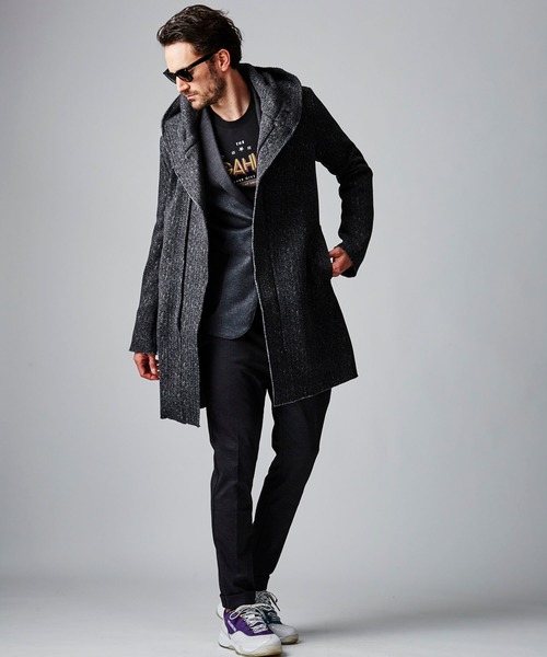 アウター AIR FLEECE KNIT HOODED COAT
