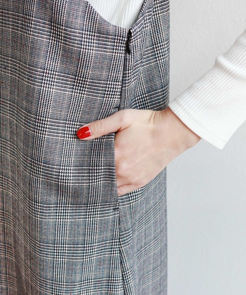 【即購入○】エムミーエメ　アーバンチェックキャミワンピース andme（アンドミー） ワンピース グレンチェックフェイクウールキャミ