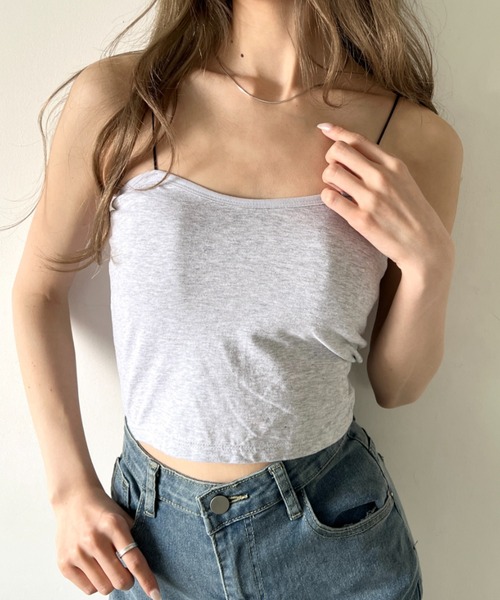 【専用出品】ヘンプコットン　カップイン キャミソール　L 　【藍染】【生成り】 CLEA キャミソール カップ付きスキニーストラップキャミソール