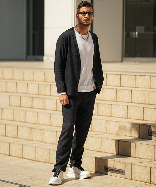 masstard カーディガン セットアップ SOMEDIFF セットアップ 「SOMEDIFF」リネンライクブッチャー