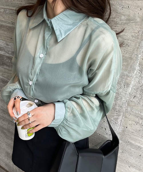 frunco ブラウス シャツ グロッシービッグシアーシャツ