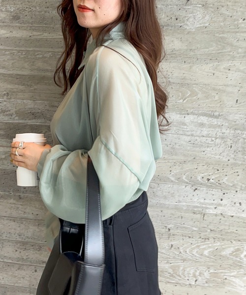 frunco ブラウス シャツ グロッシービッグシアーシャツ