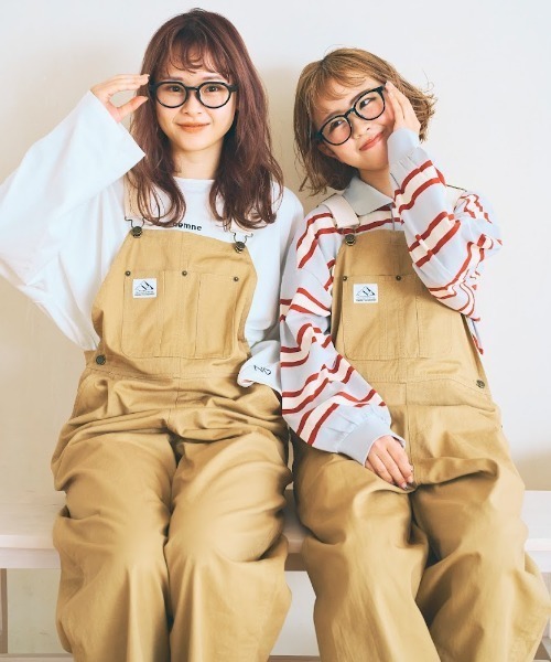 ぽてとかっぷる かりん・ckarryコラボ／配色ベルトオーバーオール nemne サロペット オーバーオール 「低身長用サイズあり」ぽて