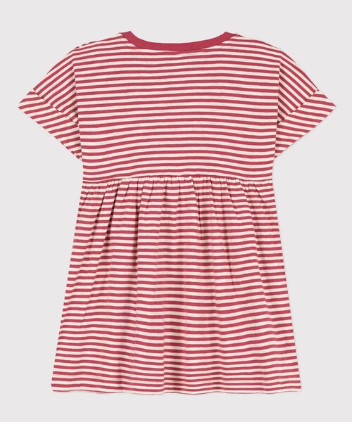 PETIT BATEAU ワンピース スラブジャージボーダー半袖ワンピース