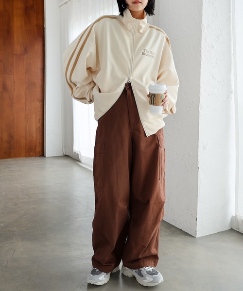 andme（アンドミー） ジャージ ライン入りエンブロイダリージャージ