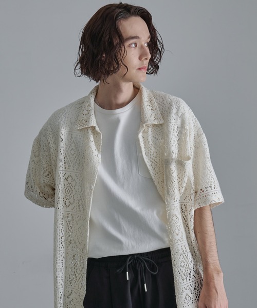 極美品☆Drawer ドゥロワー　コットンリボンショートスリーブシャツ　36 極美品☆Drawer ドゥロワー コットンリボンショートスリーブシャツ 36