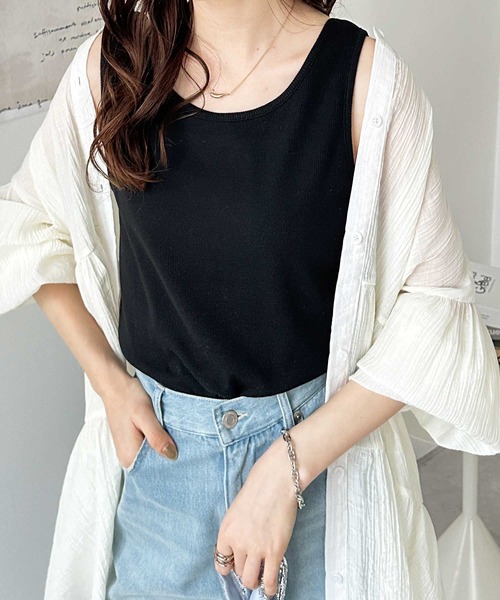 タンクトップ ノースリーブ ROSIEE 2WAYリブタンク レディース ROSIEE】2way リブタンクトップ | valance 福井｜レディース