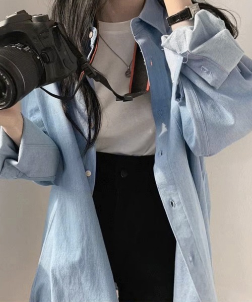 ビッグデニムシャツレディース重ね着お洒落【ゆうパケット可】 miniministore ビッグデニムシャツレディース重ね着お洒落【ゆう