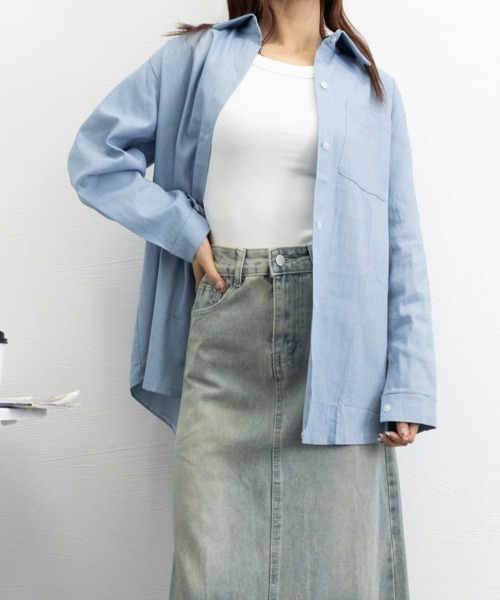 ビッグデニムシャツレディース重ね着お洒落【ゆうパケット可】 miniministore ビッグデニムシャツレディース重ね着お洒落【ゆう
