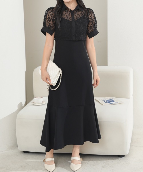 ワンピース レース ブラウス× マーメイド キャミソール ワンピース  