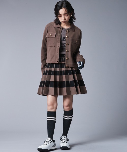 CHIC STYLE スカート ボーダータックニットミニスカート