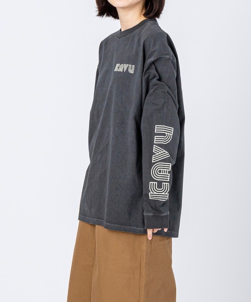 新品　KAVU カブー　ダンガリーループシャツ　L グレー KAVU tシャツ KAVU/カブー Sleeve Print LS Tee/スリーブ