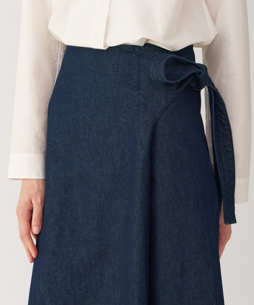 MUJI Labo スカート 「MUJI Labo」婦人 和紙混デニムラップスカート
