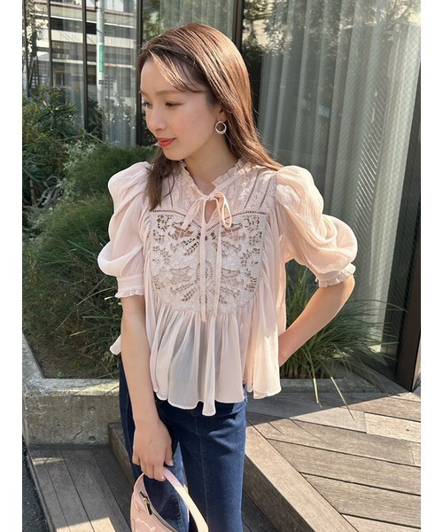 新品未使用】SNIDEL エンブロイダリーブラウス PINK 新品未使用】SNIDEL エンブロイダリーブラウス PINK
