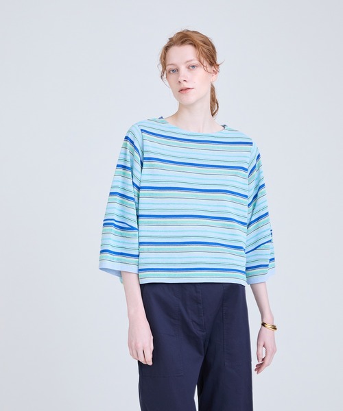 美品/  YURI+PARK ユリパーク 6517-343-0253 ボーダー Vネック ニットセーター/ トップス ネイビー/ホワイト レディース ユリパーク 【美品】6517-343-0253 ボーダー Vネック ニット