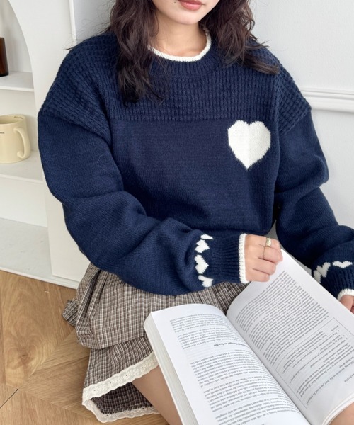 SOLLON.（ソルロン） ニット セーター ポイントハートニットトップス