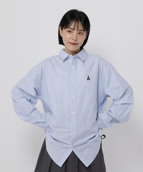 ALAND ブラウス シャツ 「UNISEX」ALAND／Aロゴストライプロング