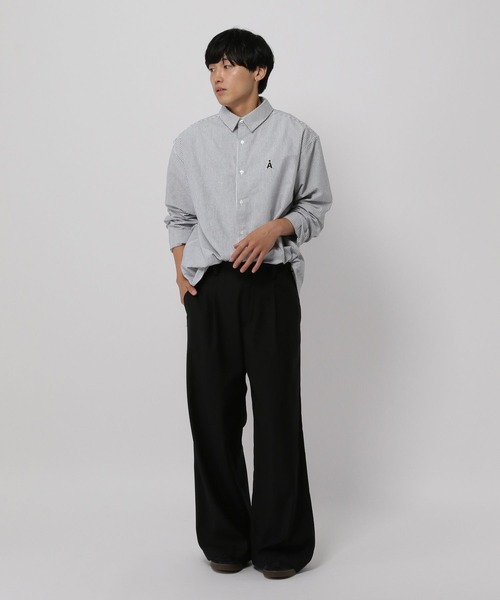 ALAND ブラウス シャツ 「UNISEX」ALAND／Aロゴストライプロング