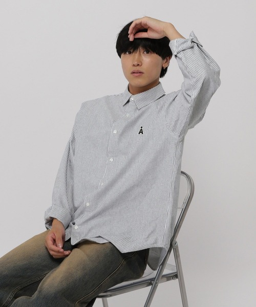 ALAND ブラウス シャツ 「UNISEX」ALAND／Aロゴストライプロング
