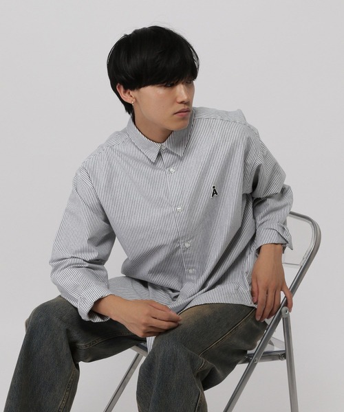 ALAND ブラウス シャツ 「UNISEX」ALAND／Aロゴストライプロング