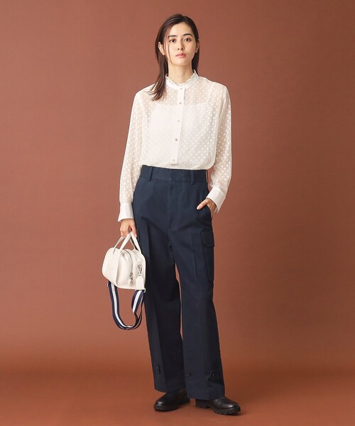 新品 DRESSTERIOR ドレステリア スタンドフリルブラウス 洗える】スタンドフリルボリュームスリーブブラウス（シャツ