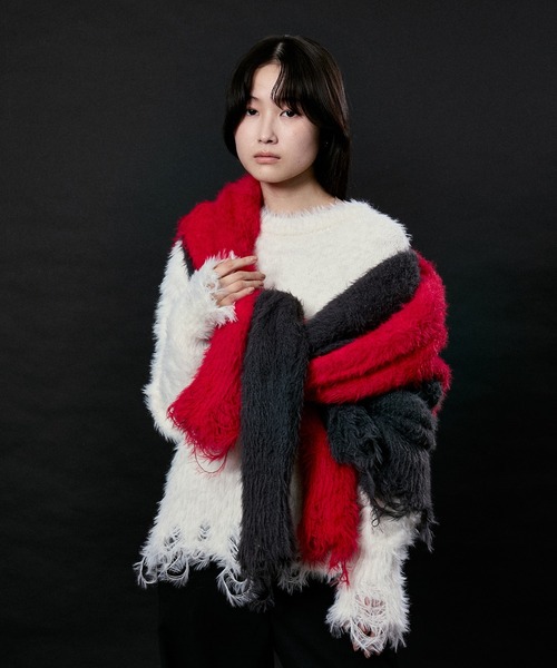 THE TOE シャギーニット赤レッド Shaggy knit Muel Chic（ミュエル