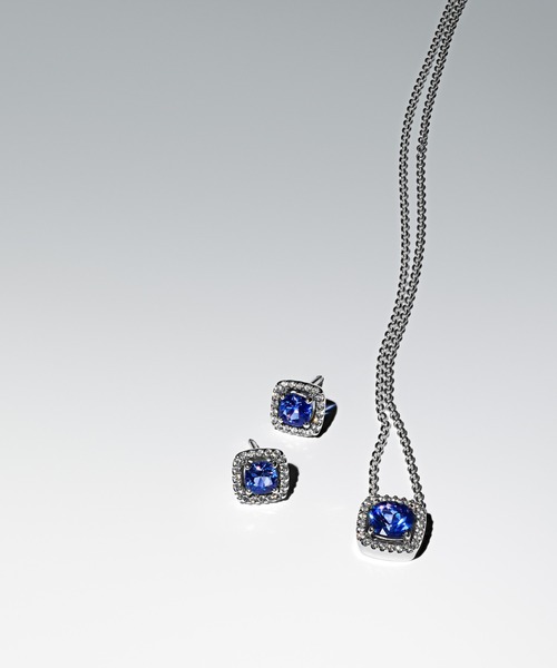 PANDORA（パンドラ） ピアス スパークリング スクエア ブルー ハロー