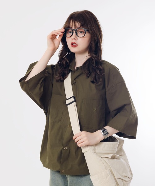 MHL.　レディース　シャツ　半袖　M　コットン100% MHL. 「MHL.」 半袖シャツ 2 グレー レディース : ZOZOTOWN