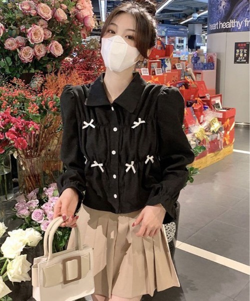 ブラウス シャツ 襟付き ギャザー リボン レディース : ZOZOTOWN Yahoo