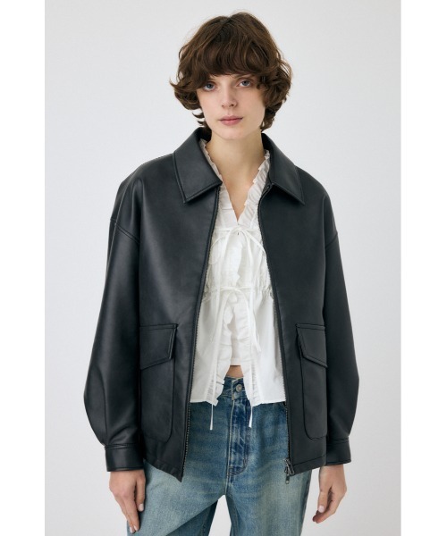 ジャケット・アウター black by moussy over size jacket MOUSSY（マウジー） ブルゾン アウター FAUX LEATHER OVER ジャケット