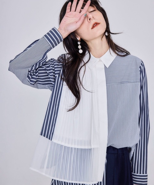 ブラウス シャツ STRIPE COMBINATION SHIRT レディース