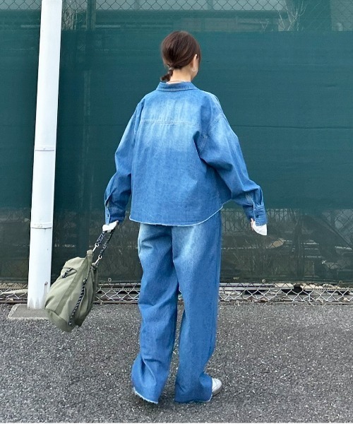 ブラウス シャツ 「notch.by KR 」カットオフデニムシャツ レディース notch.（ファッション） ブラウス シャツ 「notch.by KR