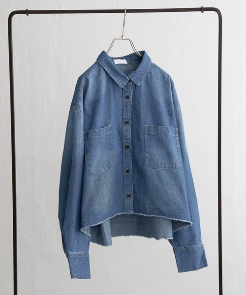 ブラウス シャツ 「notch.by KR 」カットオフデニムシャツ レディース notch.（ファッション） ブラウス シャツ 「notch.by KR