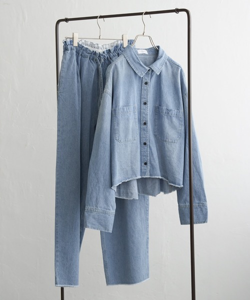 ブラウス シャツ 「notch.by KR 」カットオフデニムシャツ レディース notch.（ファッション） ブラウス シャツ 「notch.by KR