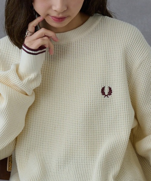 【希少・未着用新品】FRED PERRY コットンニットポロセーター L FRED PERRY（フレッドペリー） セーター メンズ ストライプド トリム V