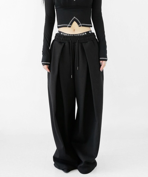 minsobi（ミンソビ） スウェットパンツ ジャージ タックワイド