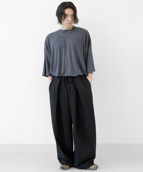 minsobi スウェットパンツ ジャージ タックワイドスウェット