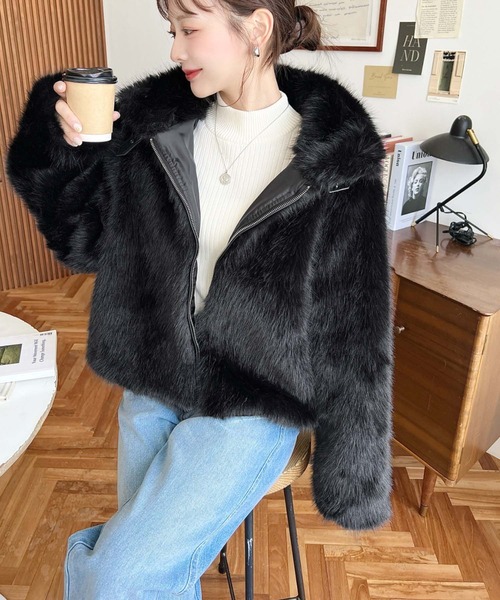 moment+ ブルゾン アウター 2WAYアレンジカラーファーブルゾン