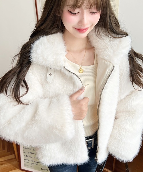 moment+ ブルゾン アウター 2WAYアレンジカラーファーブルゾン