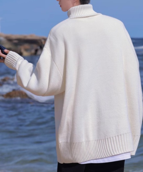 「CELENA BEATS」 タートルネックニット L ホワイト メンズ_画像8