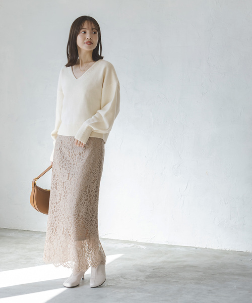 ノーブル ニット ホワイト Free size NOBLE（ノーブル） Vネックニット FREE ホワイト系その他 レディース