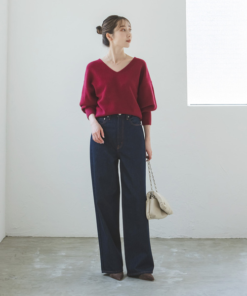 NOBLE（ノーブル） Vネックニット FREE ホワイト系その他 レディース