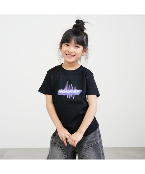 tシャツ パープルHoorayロゴ キッズ Tシャツ キッズ 子供服 女の子 | ブランド登録なし | 18