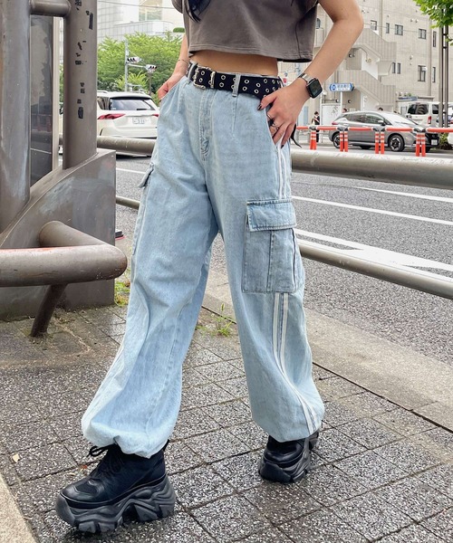 [PBLIM] Denim брюки MEDIUM оттенок черного прочее женский 