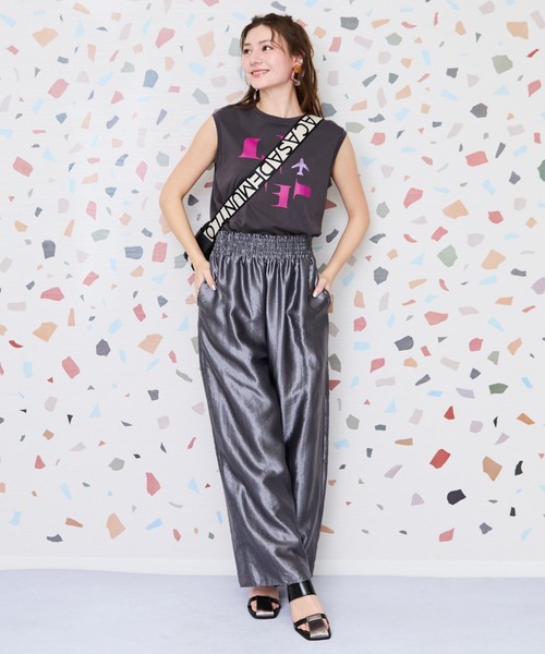 tシャツ 「JETSET SOLO PLUS」JESETロゴシルケットノースリTシャツ レディース JETSET SOLO PLUS tシャツ 「JETSET PLUS」JESETロゴシルケット
